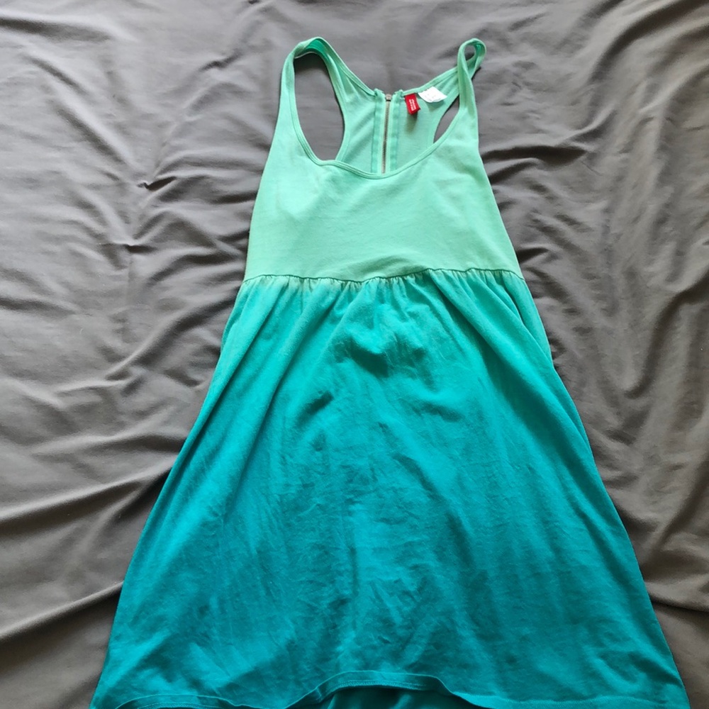 teal high-low dress
